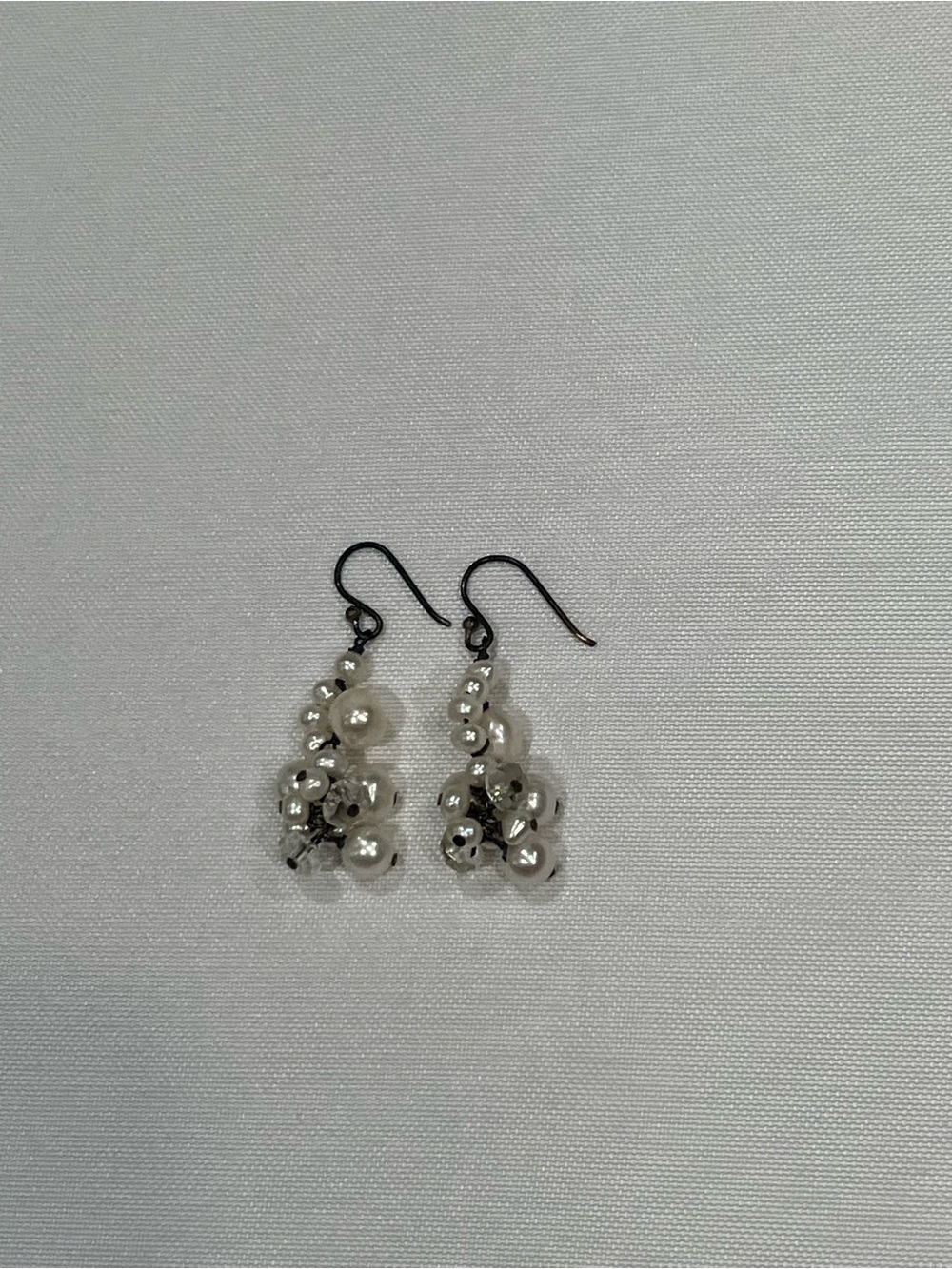 Pearl Cluster Drop Earrings - Classic White